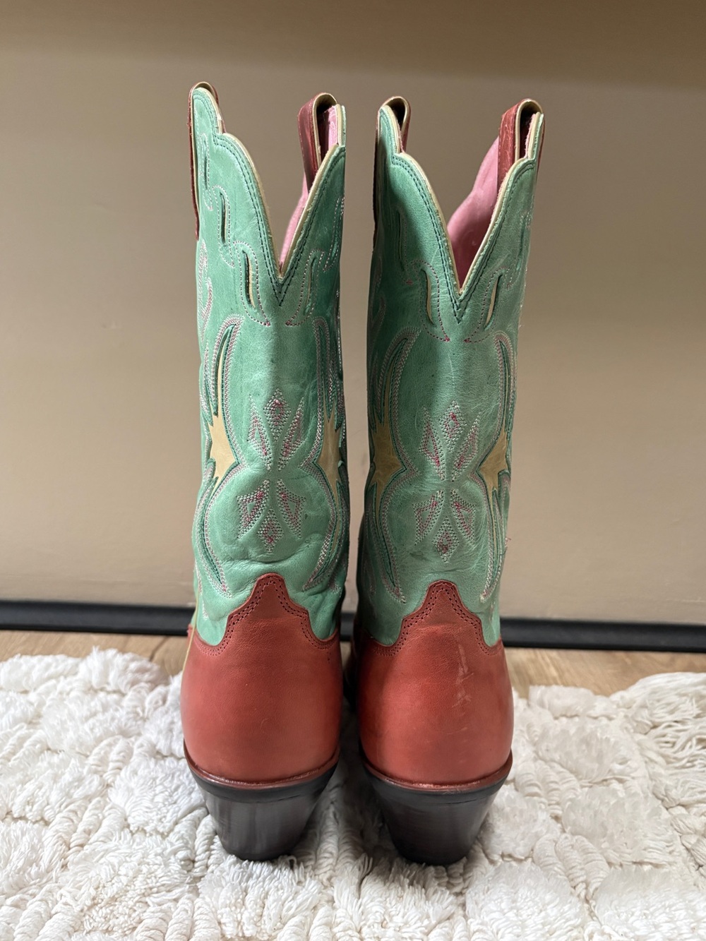Ariat Women's Manzanita Western Boots Size 7.5 | Pink Green Leather Boho Cowgirl - Picture 3 of 14
